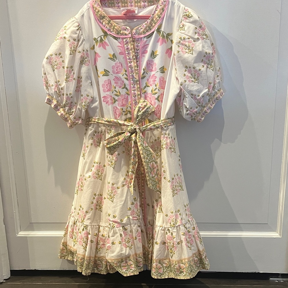 Charming Floral Kids Dress in Pink and Cream